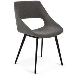 Kave Home - Chaise Hest Gris Foncé Et Pieds En Acier Noir - Gris