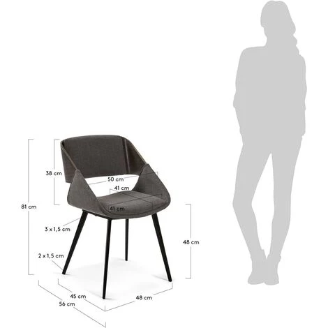 Kave Home - Chaise Herrick Gris Foncé - Gris 7 Kave Home - Chaise Herrick Gris Foncé - Gris – Image 5