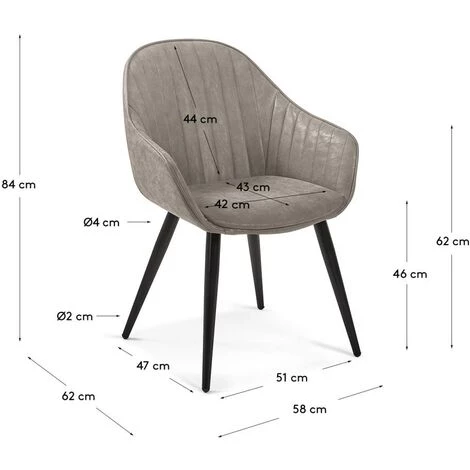 Kave Home - Chaise Fabia En Polyuréthane Gris Clair Et Pieds En Acier Finition Noire - Beige 7 Kave Home - Chaise Fabia En Polyuréthane Gris Clair Et Pieds En Acier Finition Noire - Beige – Image 5