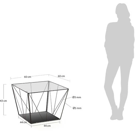 Kave Home - Table Basse Tilo En Verre Et Structure En Acier Noir 60 X 60 Cm - Noir 5 Kave Home - Table Basse Tilo En Verre Et Structure En Acier Noir 60 X 60 Cm - Noir – Image 3