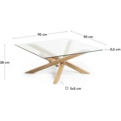Kave Home - Table Basse Kamido Transparent Carrée 90 X 90 Cm En Verre Transparent Et Pieds De Metal Avec Effet Bois - Naturel 9 Kave Home - Table Basse Kamido Transparent Carrée 90 X 90 Cm En Verre Transparent Et Pieds De Metal Avec Effet Bois - Naturel -KAVE HOME Soldes 2022 12436240 4
