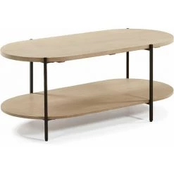 Kave Home - Table Basse Palmia En Bois De Manguier Massif Et Pieds En Acier Noir 110 X 55 Cm - Naturel
