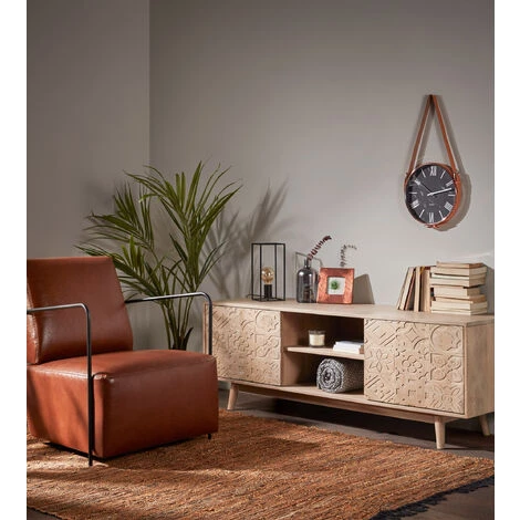 Kave Home - Meuble TV Seleb 160 X 56 Cm Avec 2 Portes En Bois Massif De Manguier - Naturel 5 Kave Home - Meuble TV Seleb 160 X 56 Cm Avec 2 Portes En Bois Massif De Manguier - Naturel – Image 3