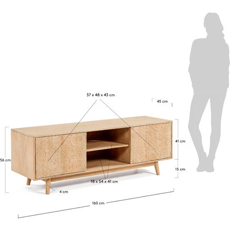 Kave Home - Meuble TV Seleb 160 X 56 Cm Avec 2 Portes En Bois Massif De Manguier - Naturel 6 Kave Home - Meuble TV Seleb 160 X 56 Cm Avec 2 Portes En Bois Massif De Manguier - Naturel – Image 4
