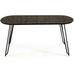 Kave Home - Table Extensible Milian Placage De Frêne Et Pieds En Acier Noir 140 (220) X 90 Cm - Noir -KAVE HOME Soldes 2022 12436387 3