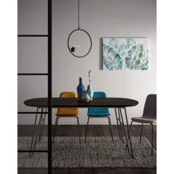 Kave Home - Table Extensible Milian Placage De Frêne Et Pieds En Acier Noir 140 (220) X 90 Cm - Noir -KAVE HOME Soldes 2022 12436387 4