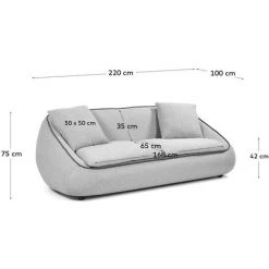 Kave Home - Canapé Safira 3 Places Gris Clair 220 Cm - Gris -KAVE HOME Soldes 2022 12436400 5