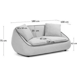 Kave Home - Canapé Safira 2 Places Gris Clair 180 Cm - Gris -KAVE HOME Soldes 2022 12436401 5