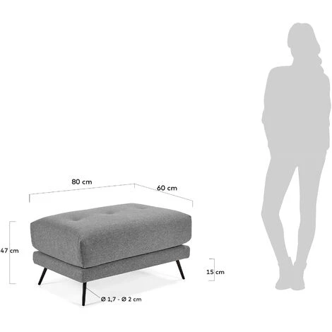 Kave Home - Reposes-pied Sahira 80 X 60 Cm Gris - Gris 6 Kave Home - Reposes-pied Sahira 80 X 60 Cm Gris - Gris – Image 4