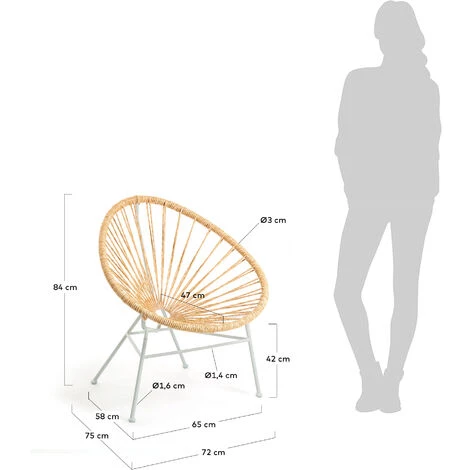 Kave Home - Chaise Samantha En Rotin Synthétique Couleur Naturelle - Naturel 7 Kave Home - Chaise Samantha En Rotin Synthétique Couleur Naturelle - Naturel – Image 5