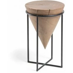 Kave Home - Table D'appoint Rawra En Bois D'acacia Massif Et Acier Ø 31 Cm - Naturel