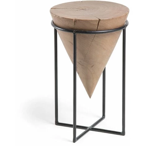 Kave Home - Table D'appoint Rawra En Bois D'acacia Massif Et Acier Ø 31 Cm - Naturel 3 Kave Home - Table D'appoint Rawra En Bois D'acacia Massif Et Acier Ø 31 Cm - Naturel