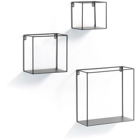 Kave Home - Set De 3 étagères Murales Nils Carrées 30 X 30 / 20 X 20 / 15 X 15 cm En Acier Noir. - Noir 3 Kave Home - Set De 3 étagères Murales Nils Carrées 30 X 30 / 20 X 20 / 15 X 15 cm En Acier Noir. - Noir