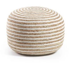 Kave Home - Pouf Saht Naturel Et Blanc Rond Ø 50 Cm En Jute Naturel Et Coton - Naturel