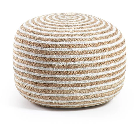 Kave Home - Pouf Saht Naturel Et Blanc Rond Ø 50 Cm En Jute Naturel Et Coton - Naturel 3 Kave Home - Pouf Saht Naturel Et Blanc Rond Ø 50 Cm En Jute Naturel Et Coton - Naturel