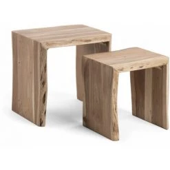 Kave Home - Lot De 2 Tables D'appoint Gigognes Zuleika En Bois Massif D'acacia 50 X 42 Cm / 34 X 42 Cm - Naturel