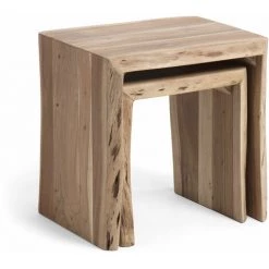 Kave Home - Lot De 2 Tables D'appoint Gigognes Zuleika En Bois Massif D'acacia 50 X 42 Cm / 34 X 42 Cm - Naturel -KAVE HOME Soldes 2022 12436487 2