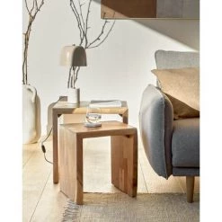 Kave Home - Lot De 2 Tables D'appoint Gigognes Zuleika En Bois Massif D'acacia 50 X 42 Cm / 34 X 42 Cm - Naturel -KAVE HOME Soldes 2022 12436487 3