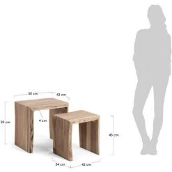 Kave Home - Lot De 2 Tables D'appoint Gigognes Zuleika En Bois Massif D'acacia 50 X 42 Cm / 34 X 42 Cm - Naturel -KAVE HOME Soldes 2022 12436487 4