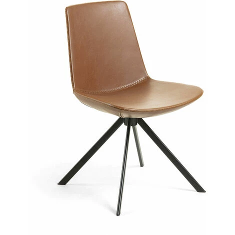 Kave Home - Chaise Zeva Marron Et Acier Noir - Marron 3 Kave Home - Chaise Zeva Marron Et Acier Noir - Marron