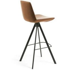 Kave Home - Tabouret De Bar Zeva Marron Clair 75 Cm Avec Dossier En Polyuréthane Et Pieds En Acier Noir - Marron 9 Kave Home - Tabouret De Bar Zeva Marron Clair 75 Cm Avec Dossier En Polyuréthane Et Pieds En Acier Noir - Marron -KAVE HOME Soldes 2022 12436524 3