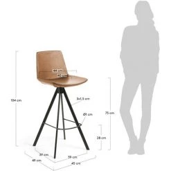 Kave Home - Tabouret De Bar Zeva Marron Clair 75 Cm Avec Dossier En Polyuréthane Et Pieds En Acier Noir - Marron 11 Kave Home - Tabouret De Bar Zeva Marron Clair 75 Cm Avec Dossier En Polyuréthane Et Pieds En Acier Noir - Marron -KAVE HOME Soldes 2022 12436524 5