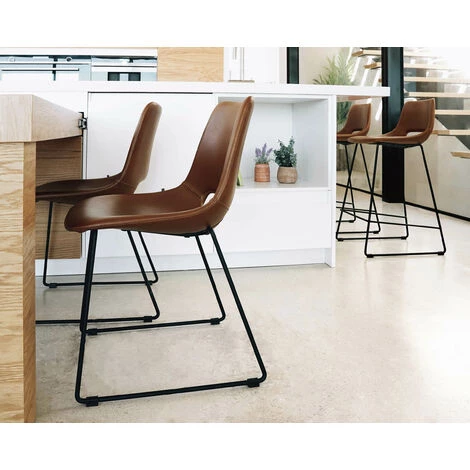 Kave Home - Tabouret Zahara En Polyuréthane Marron Hauteur 76 Cm - Marron 6 Kave Home - Tabouret Zahara En Polyuréthane Marron Hauteur 76 Cm - Marron – Image 4