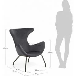 Kave Home - Fauteuil Chleo En Velours Gris Et Pieds En Acier Finition Noire - Gris -KAVE HOME Soldes 2022 12436530 5