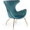 Kave Home - Fauteuil Chleo En Velours Turquoise Et Pieds En Acier Finition Dorée - Turquoise -KAVE HOME Soldes 2022 12436533 1