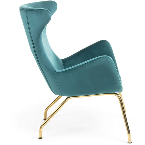 Kave Home - Fauteuil Chleo En Velours Turquoise Et Pieds En Acier Finition Dorée - Turquoise 4 Kave Home - Fauteuil Chleo En Velours Turquoise Et Pieds En Acier Finition Dorée - Turquoise – Image 2