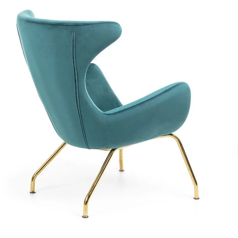 Kave Home - Fauteuil Chleo En Velours Turquoise Et Pieds En Acier Finition Dorée - Turquoise 5 Kave Home - Fauteuil Chleo En Velours Turquoise Et Pieds En Acier Finition Dorée - Turquoise – Image 3