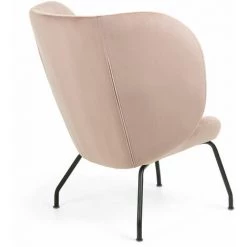 Kave Home - Fauteuil Violet En Velours Rose Et Pieds En Acier Finition Noire - Rose -KAVE HOME Soldes 2022 12436534 3