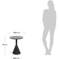 Kave Home - Table D'appoint Delano En Terrazzo Noir Et Pieds En Acier Noir Ø 40 Cm - Noir -KAVE HOME Soldes 2022 12436635 3