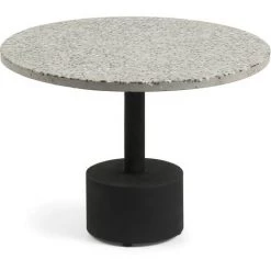 Kave Home - Table D'appoint Delano En Terrazzo Gris Et Pieds En Acier Noir Ø 40 Cm - Gris