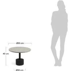 Kave Home - Table D'appoint Delano En Terrazzo Gris Et Pieds En Acier Noir Ø 40 Cm - Gris -KAVE HOME Soldes 2022 12436636 3