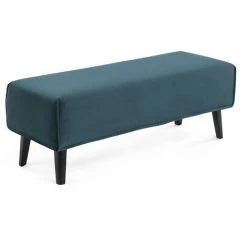 Kave Home - Banquette Dyla Turquoise 111 Cm Tapisée En Terciopelo Avec Pieds En Bois Massif De Hêtre Noir - Turquoise