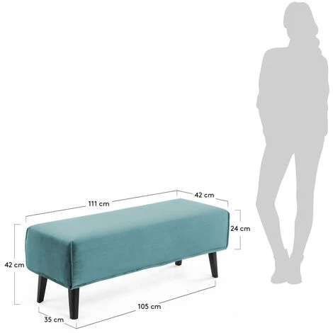 Kave Home - Banquette Dyla Turquoise 111 Cm Tapisée En Terciopelo Avec Pieds En Bois Massif De Hêtre Noir - Turquoise 6 Kave Home - Banquette Dyla Turquoise 111 Cm Tapisée En Terciopelo Avec Pieds En Bois Massif De Hêtre Noir - Turquoise – Image 4