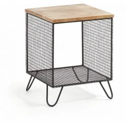 Kave Home - Table D'appoint Aida En Bois De Manguier Massif Et Structure En Acier Noir 38 X 38 Cm - Noir