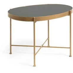 Kave Home - Table D'appoint Marlet Ø 45 X 63 Cm Doré - Noir