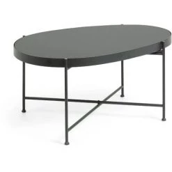Kave Home - Table Basse Marlet Verre Teinté Noir Et Structure En Acier 82 X 55 Cm - Noir