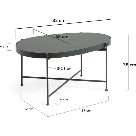 Kave Home - Table Basse Marlet Verre Teinté Noir Et Structure En Acier 82 X 55 Cm - Noir 5 Kave Home - Table Basse Marlet Verre Teinté Noir Et Structure En Acier 82 X 55 Cm - Noir – Image 3
