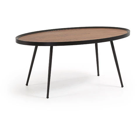 Kave Home - Table Basse Kinsley En Contreplaqué De Noyer Et Structure En Acier Noir 102 X 56 Cm - Noir 3 Kave Home - Table Basse Kinsley En Contreplaqué De Noyer Et Structure En Acier Noir 102 X 56 Cm - Noir