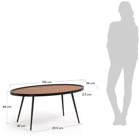 Kave Home - Table Basse Kinsley En Contreplaqué De Noyer Et Structure En Acier Noir 102 X 56 Cm - Noir 5 Kave Home - Table Basse Kinsley En Contreplaqué De Noyer Et Structure En Acier Noir 102 X 56 Cm - Noir – Image 3