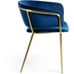 Kave Home - Chaise Runnie Velours Bleu Et Pieds En Acier Doré - Bleu 9 Kave Home - Chaise Runnie Velours Bleu Et Pieds En Acier Doré - Bleu -KAVE HOME Soldes 2022 12436931 3