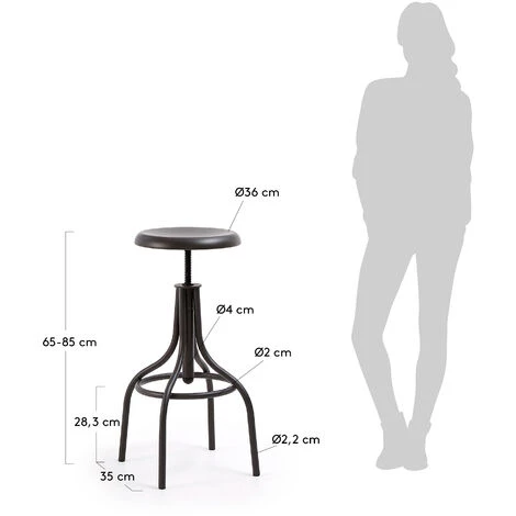 Kave Home - Tabouret De Bar Britney Hauteur 65-85 Cm - Gris 5 Kave Home - Tabouret De Bar Britney Hauteur 65-85 Cm - Gris – Image 3