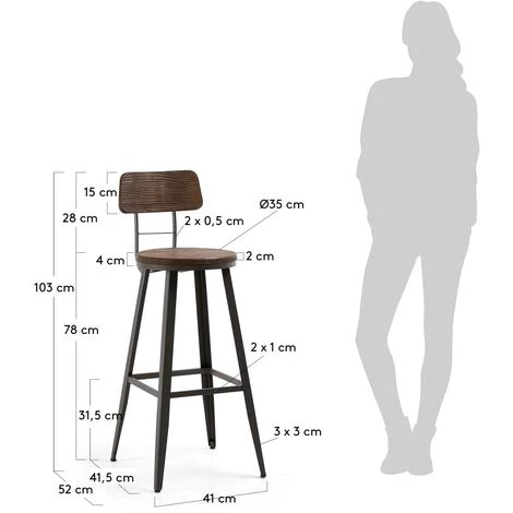 Kave Home - Tabouret De Bar Rihana Hauteur 78 Cm - Naturel 6 Kave Home - Tabouret De Bar Rihana Hauteur 78 Cm - Naturel – Image 4