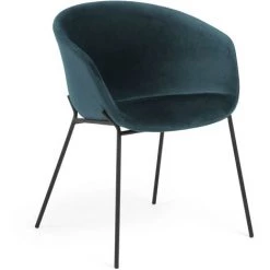 Kave Home - Chaise Yvette Velours Turquoise - Turquoise