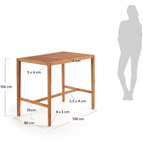 Kave Home - Table De Salle à Manger Coline Rectangulaire 130 X 80 Cm En Bois Massif D'eucalyptus Pour Usage Intérieur Et Extérieur - Naturel 5 Kave Home - Table De Salle à Manger Coline Rectangulaire 130 X 80 Cm En Bois Massif D'eucalyptus Pour Usage Intérieur Et Extérieur - Naturel – Image 3