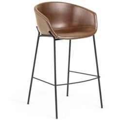 Kave Home - Tabouret De Bar Yvette En Polyuréthane Marron Hauteur 74 Cm - Marron