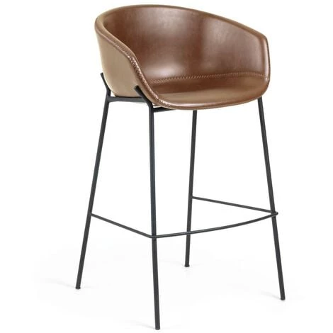 Kave Home - Tabouret De Bar Yvette En Polyuréthane Marron Hauteur 74 Cm - Marron 3 Kave Home - Tabouret De Bar Yvette En Polyuréthane Marron Hauteur 74 Cm - Marron